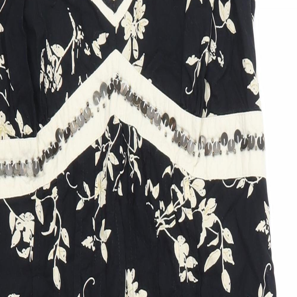 NEXT Womens Black Floral  Skater Dress  Size 12