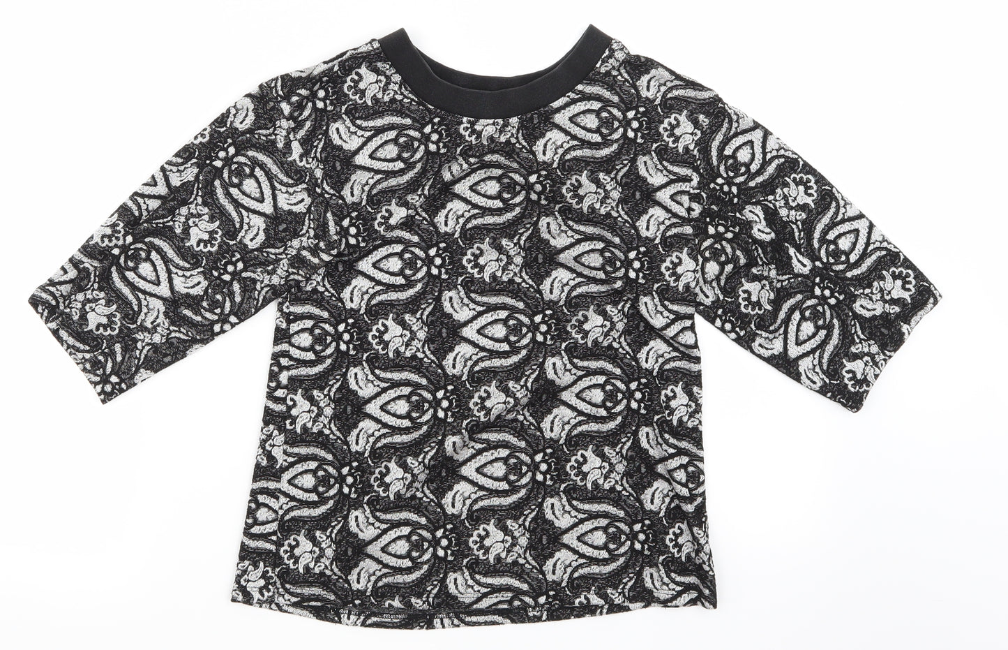 Topshop Womens Black Floral  Basic T-Shirt Size 8