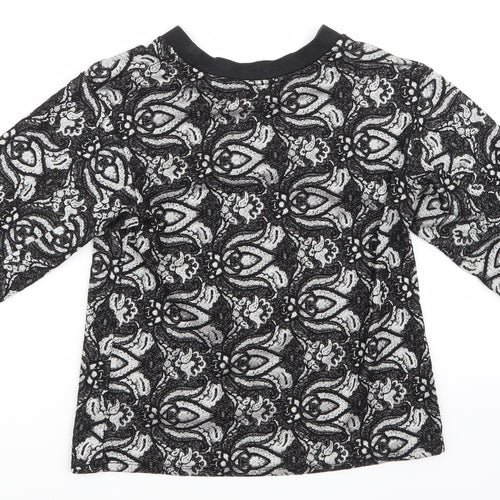 Topshop Womens Black Floral  Basic T-Shirt Size 8