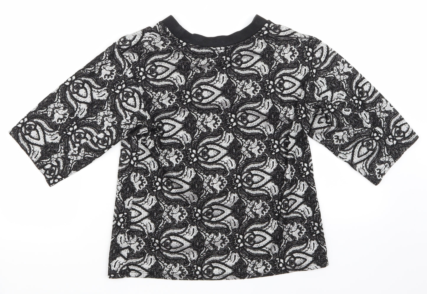Topshop Womens Black Floral  Basic T-Shirt Size 8