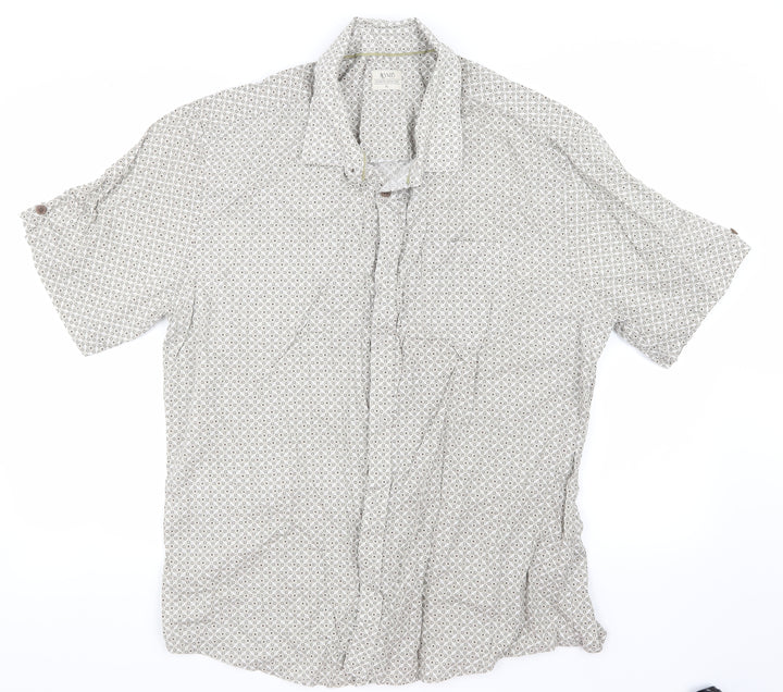 ACW85 Mens Beige Check Button-Up Size XL