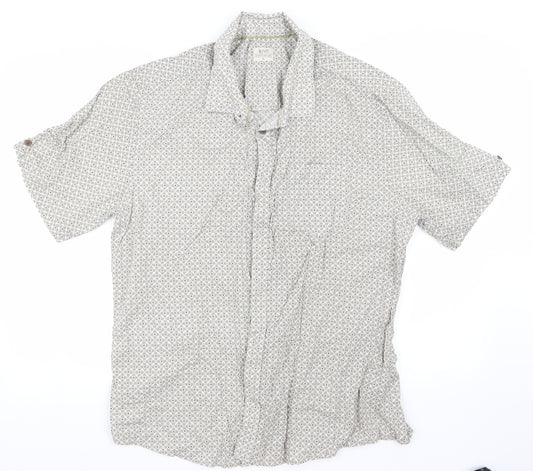 Front view of ACW85 men’s beige check button-up, size XL
