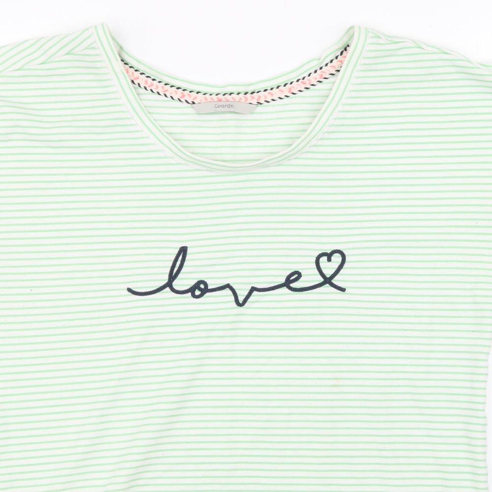 George  Womens Green Striped  Top Pyjama Top Size 12