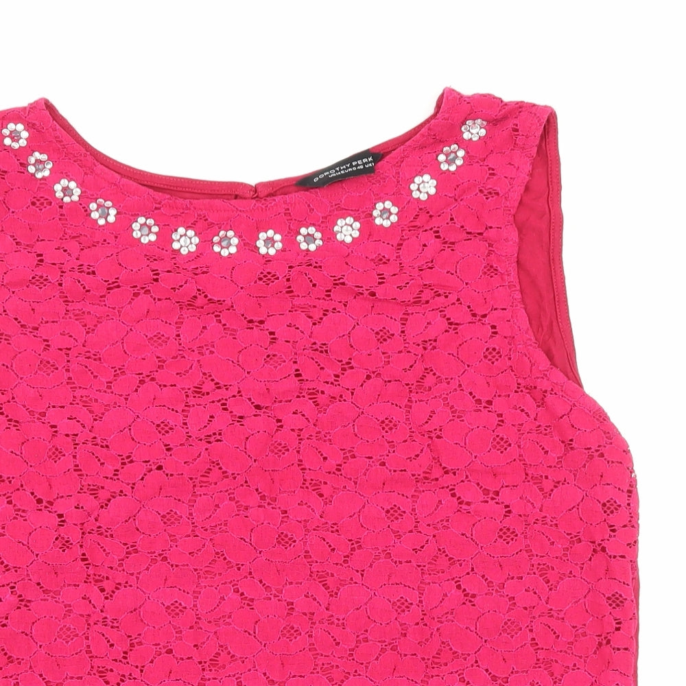 Dorothy Perkins Womens Pink  Lace Basic T-Shirt Size 18