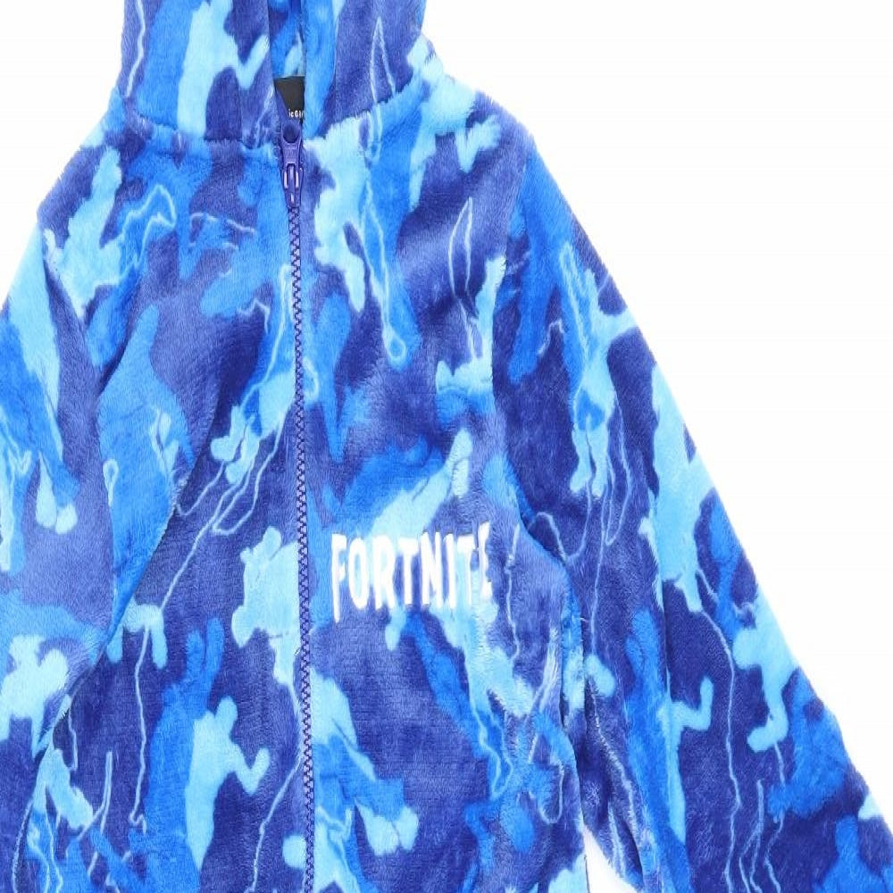 Fortnite Boys Blue Camouflage   One Piece Size XS