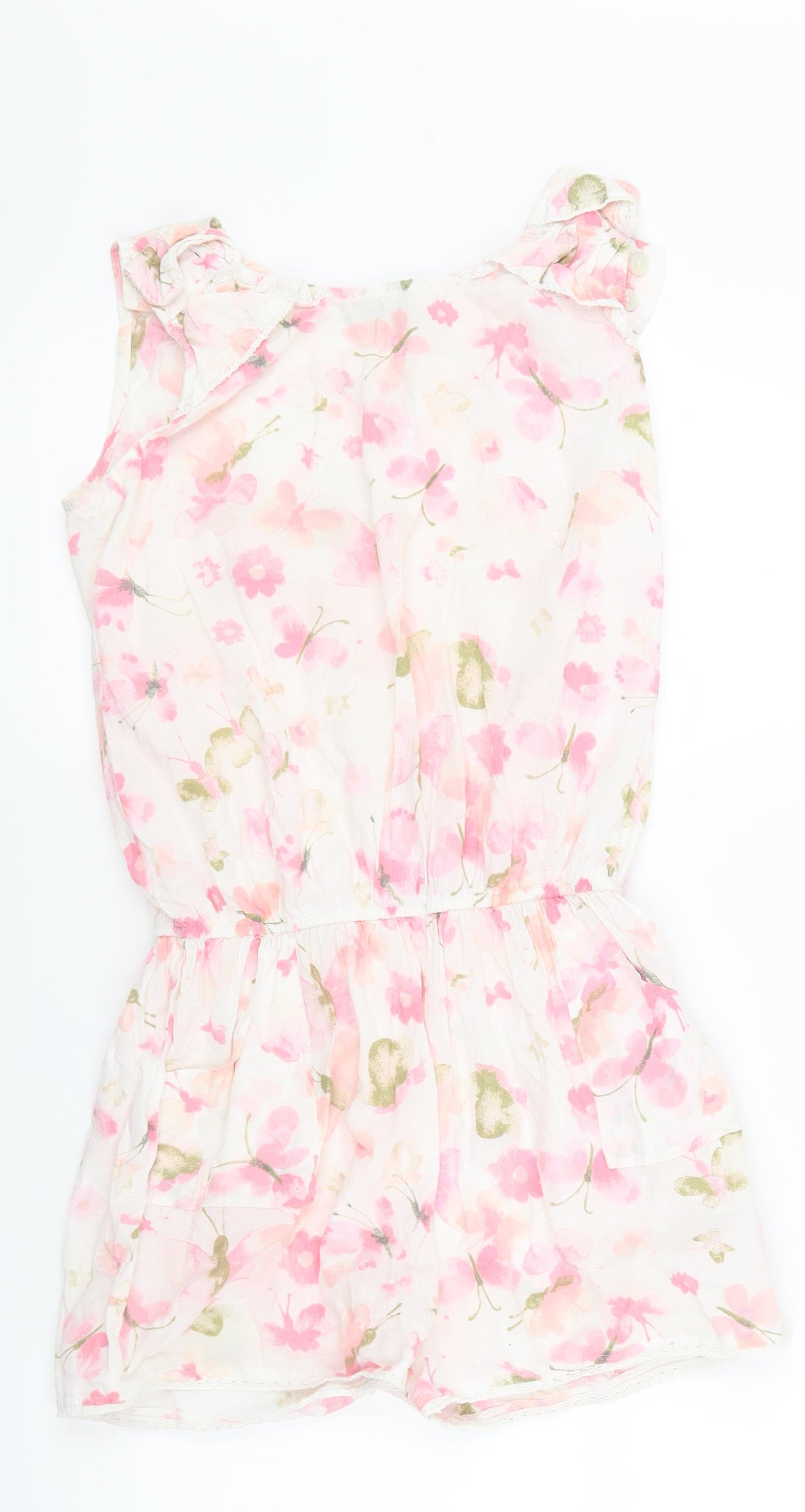 NEXT Girls Pink Floral  Playsuit One-Piece Size 10 Years