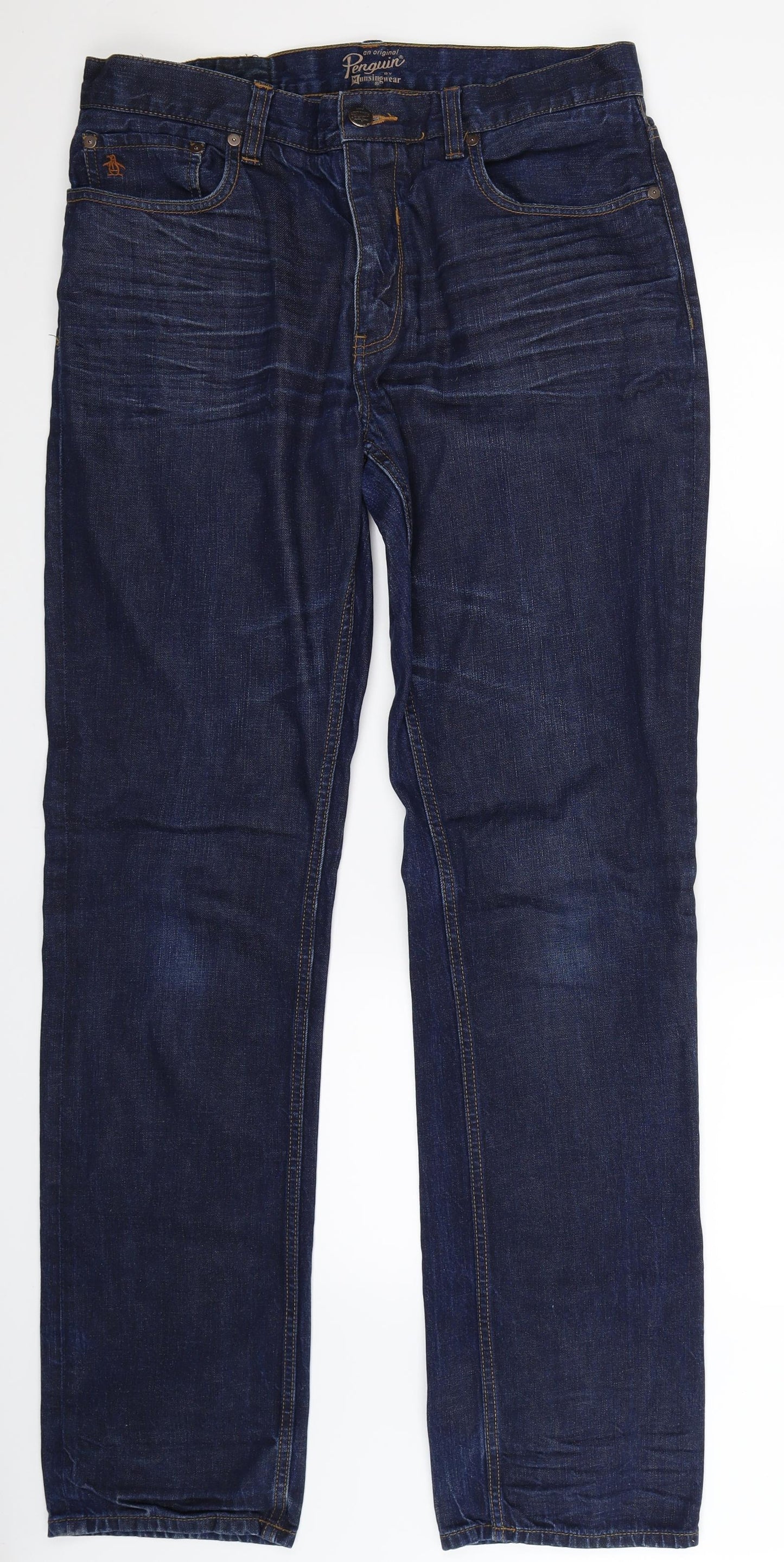 Penguin Mens Blue  Denim Straight Jeans Size 36 L36 in