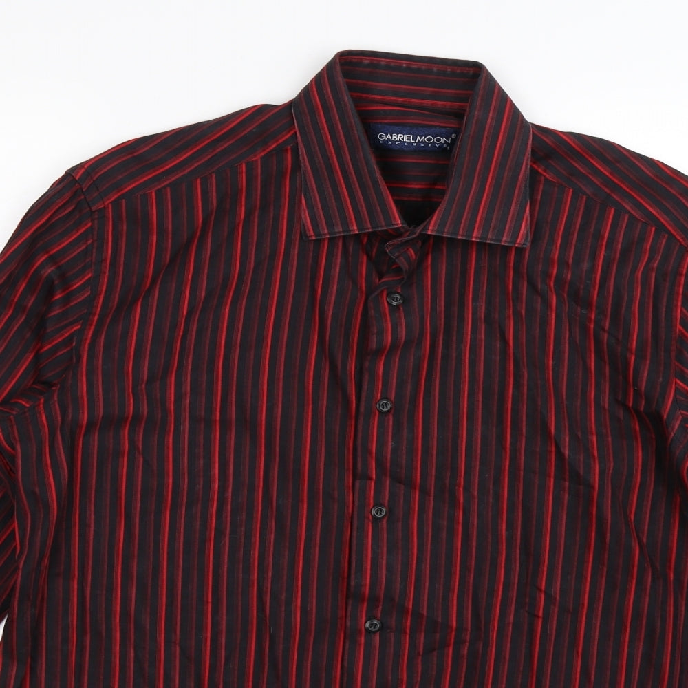 Gabriel Moon Mens Multicoloured Striped   Dress Shirt Size L
