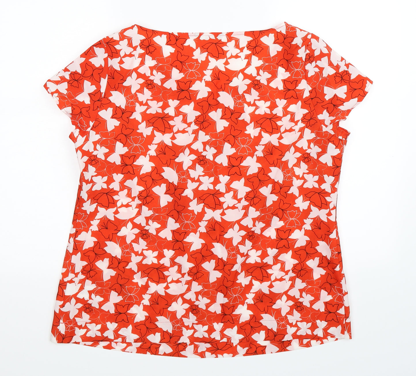 Marks and Spencer Womens Red Floral  Basic T-Shirt Size 16