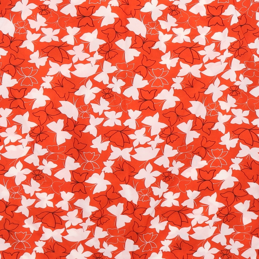 Marks and Spencer Womens Red Floral  Basic T-Shirt Size 16