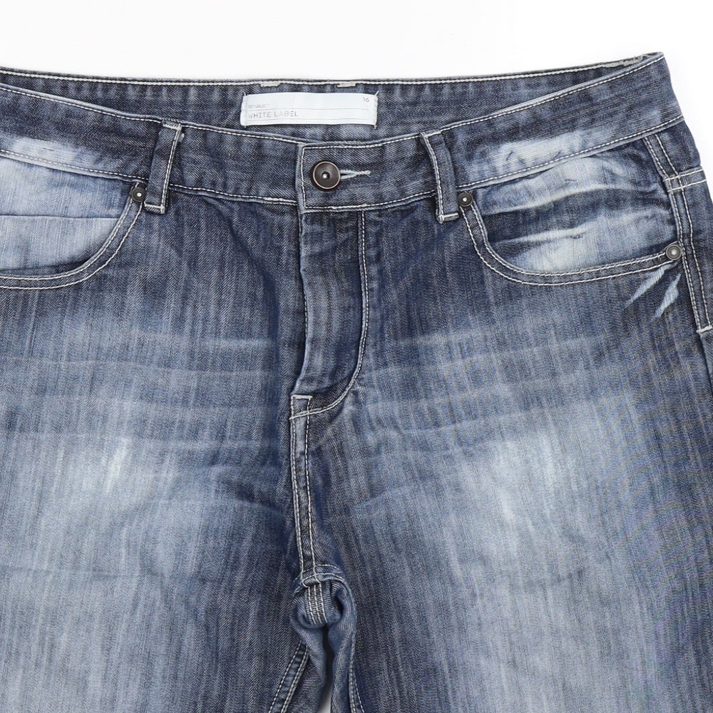 White Label Mens Blue  Denim Bermuda Shorts Size 36