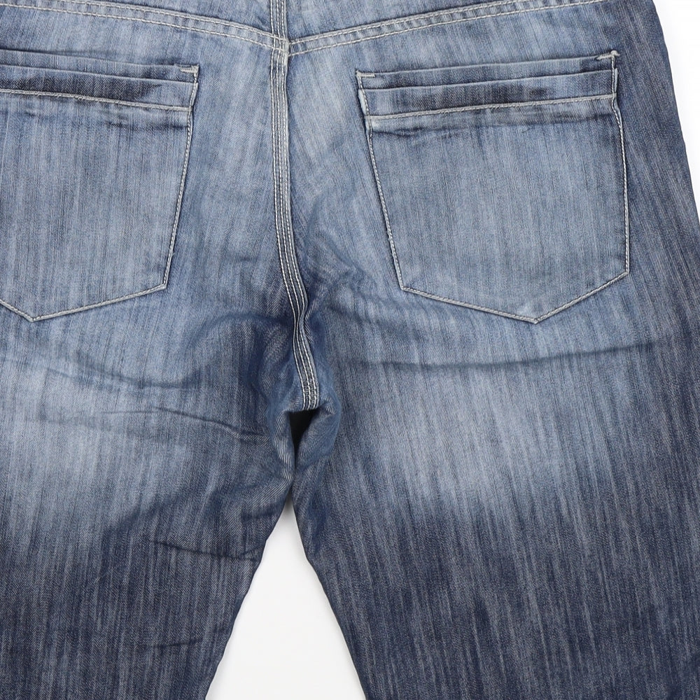 White Label Mens Blue  Denim Bermuda Shorts Size 36