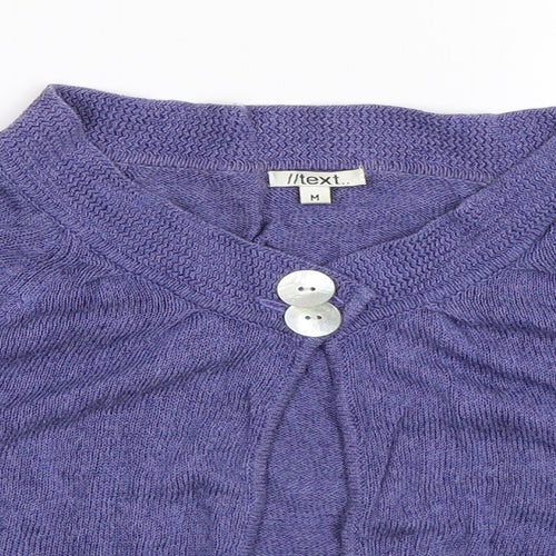 Text Womens Purple  Knit Cardigan Jumper Size M