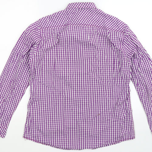 American Eagle Outfitters Mens Purple Check   Button-Up Size L