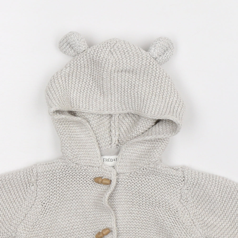 Fred & Flo Baby Grey  Knit Cardigan Jumper Size 0-3 Months
