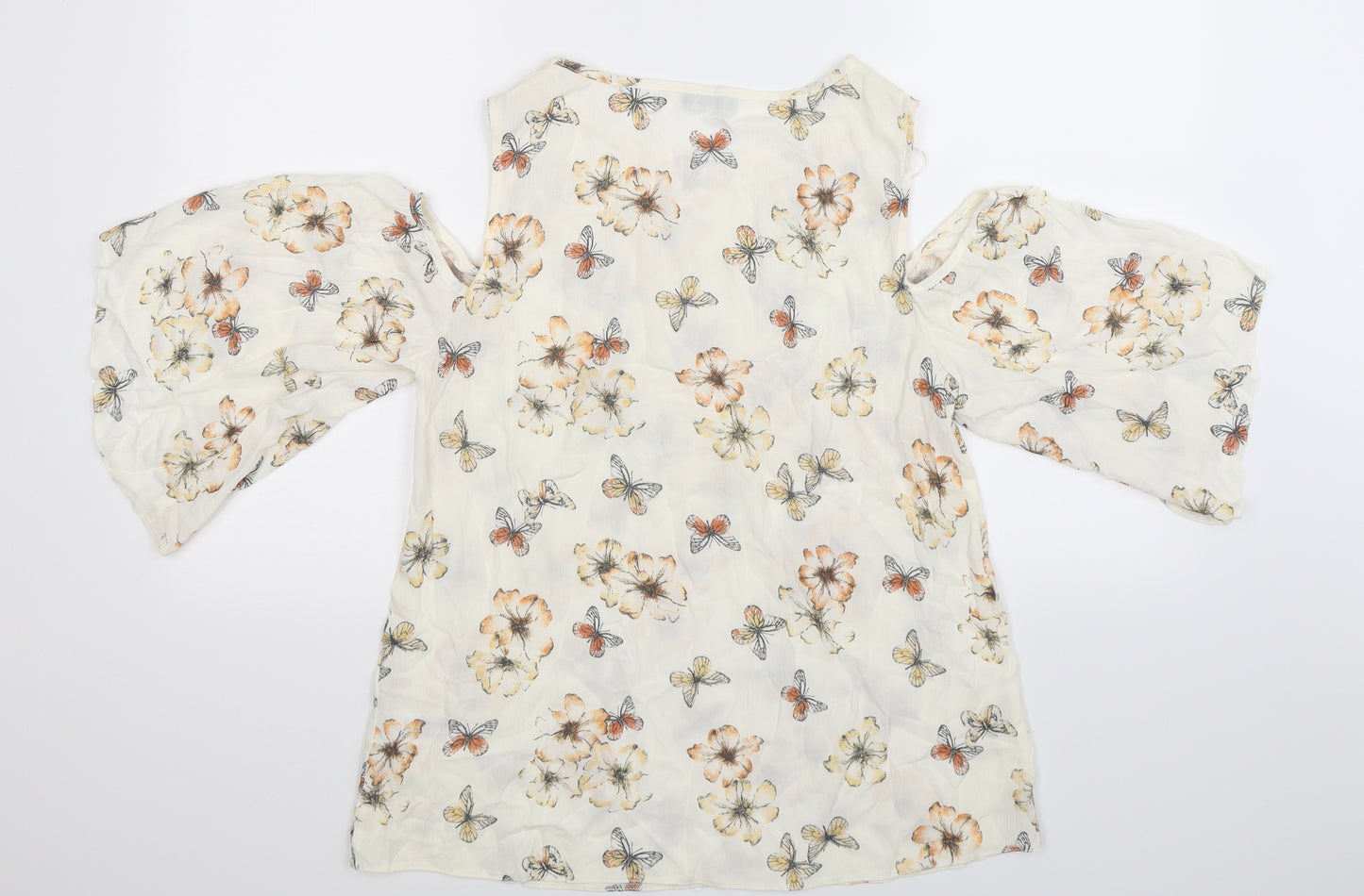 F&F Womens White Floral  Basic Blouse Size 12