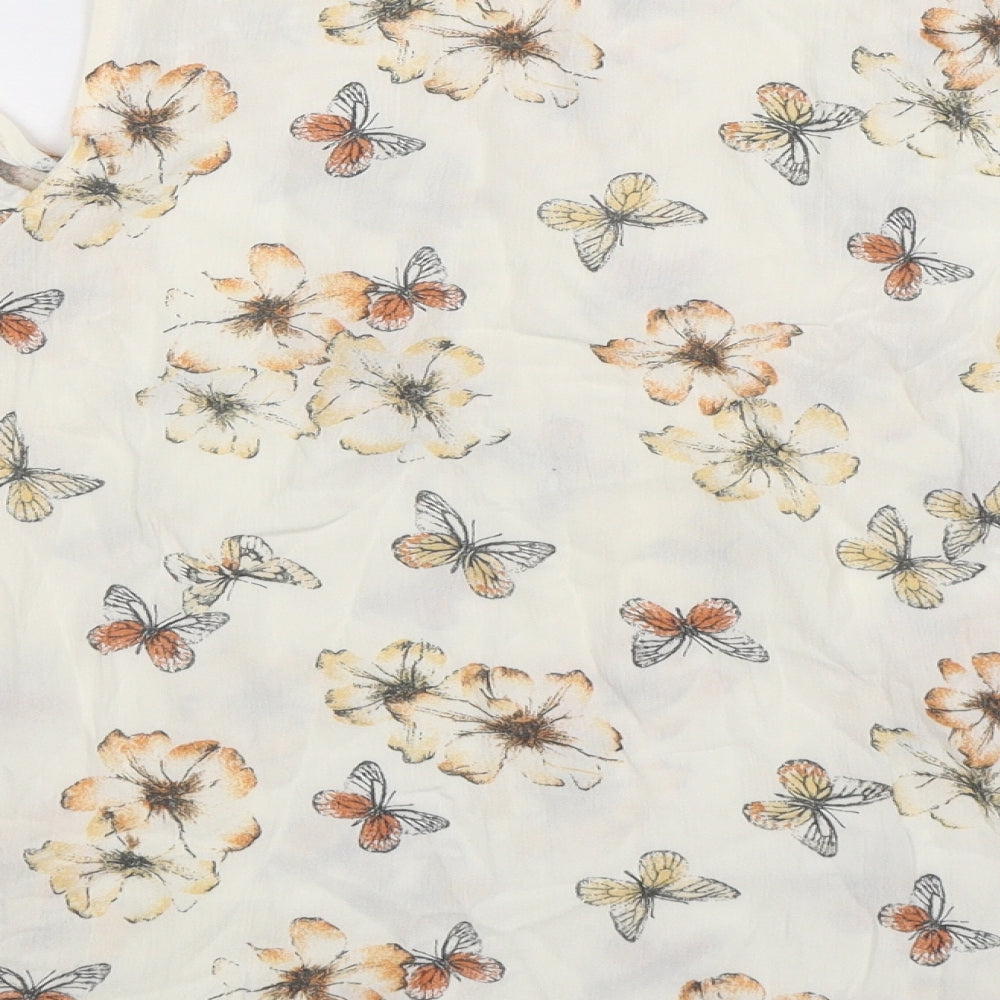 F&F Womens White Floral  Basic Blouse Size 12
