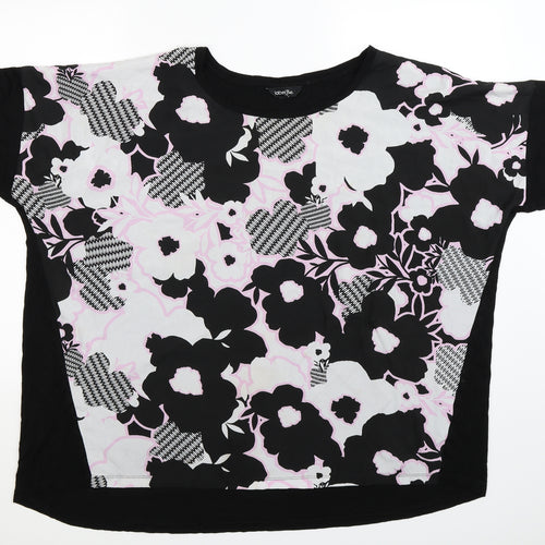 Label Be Womens Black Floral  Basic T-Shirt Size 24
