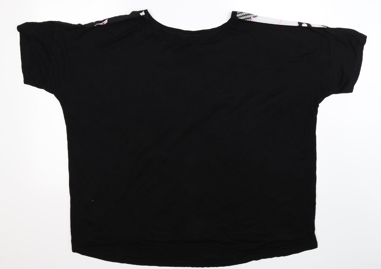 Label Be Womens Black Floral  Basic T-Shirt Size 24