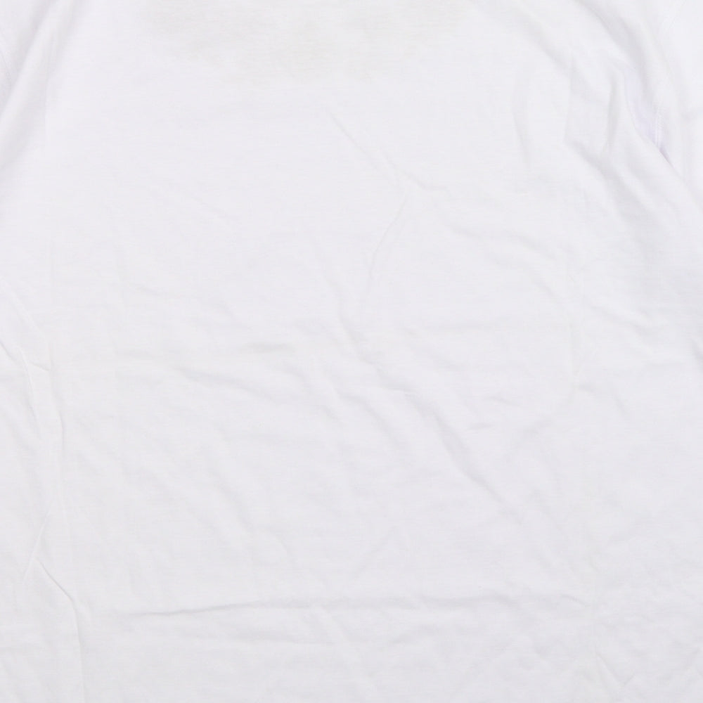 Mardi Gras Womens White Floral  Basic T-Shirt Size M