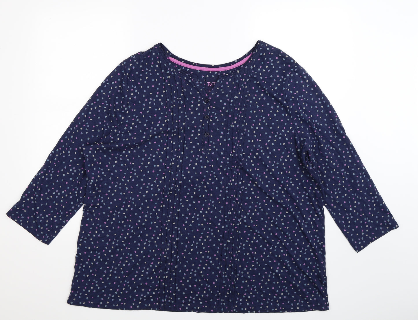 TU Womens Blue Polka Dot  Basic T-Shirt Size 24