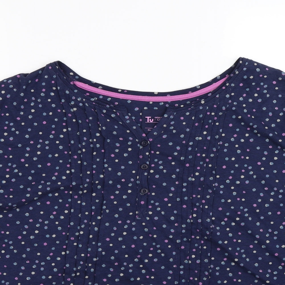 TU Womens Blue Polka Dot  Basic T-Shirt Size 24
