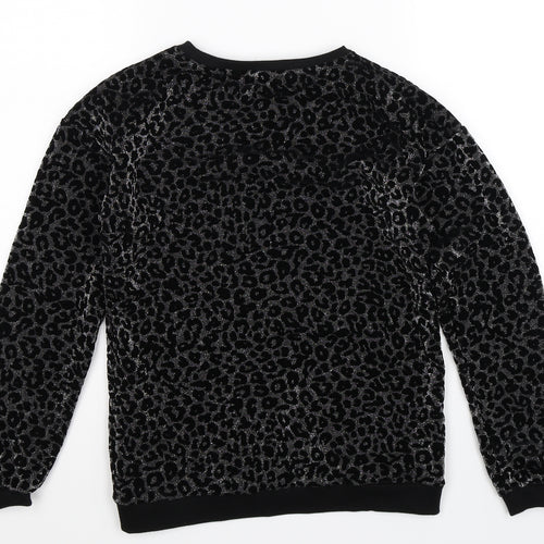 TU Girls Black Animal Print  Pullover Sweatshirt Size 12 Years