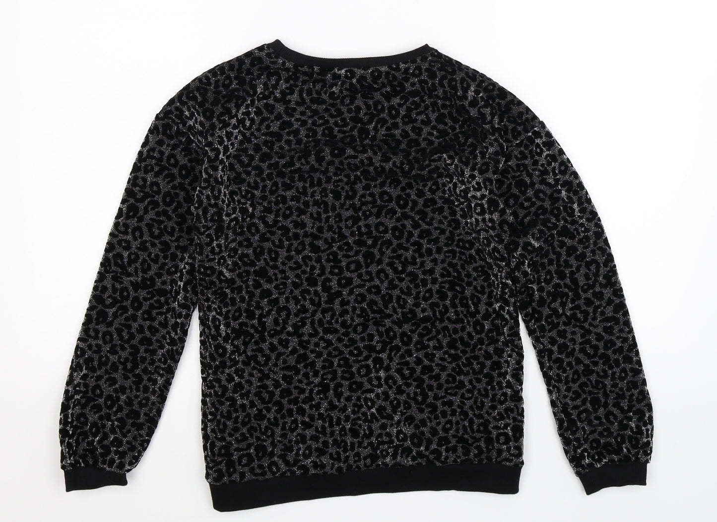 TU Girls Black Animal Print  Pullover Sweatshirt Size 12 Years