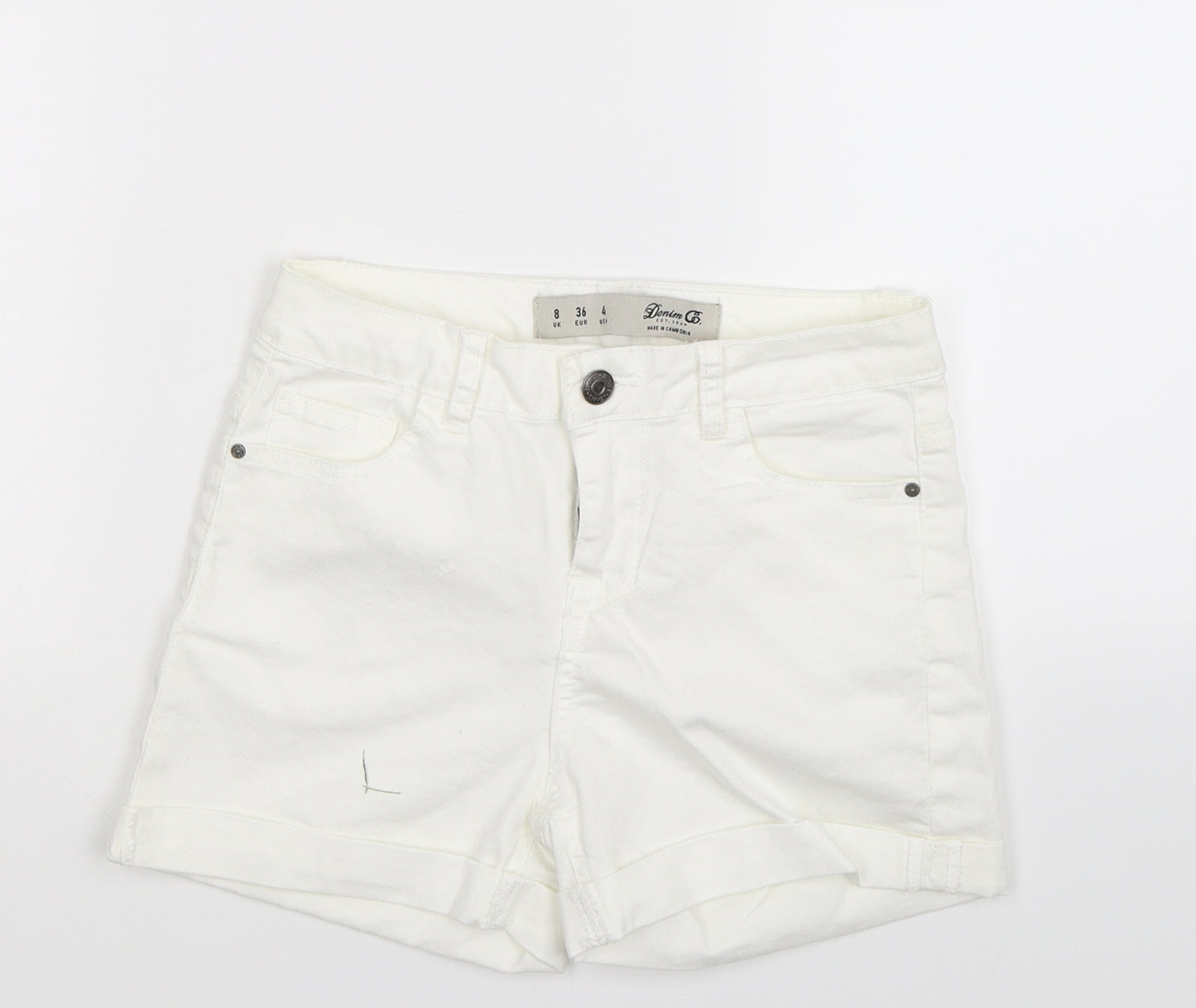 Denim Co Womens White  Denim Hot Pants Shorts Size 8