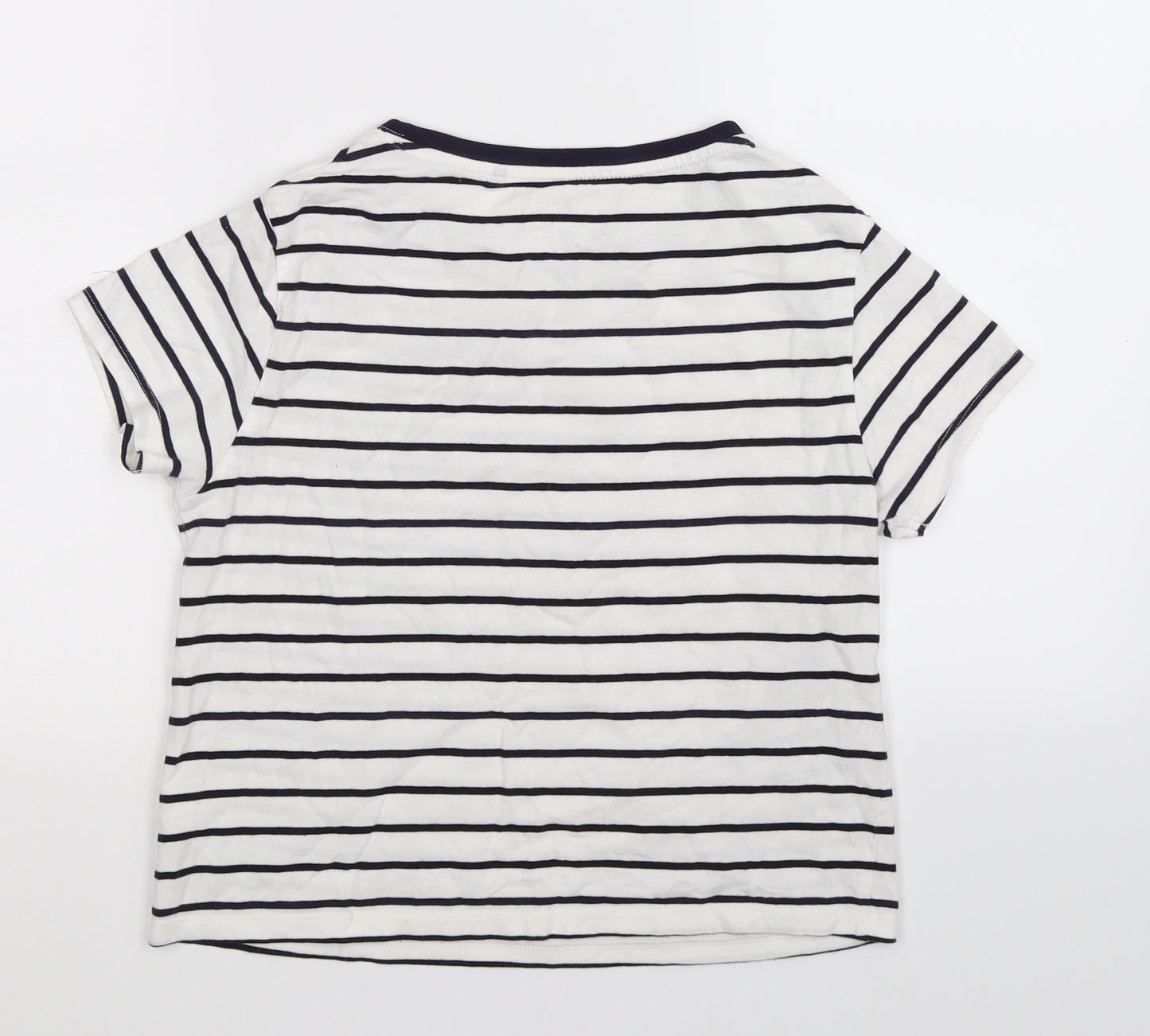 NEXT Girls White Striped  Basic T-Shirt Size 10 Years
