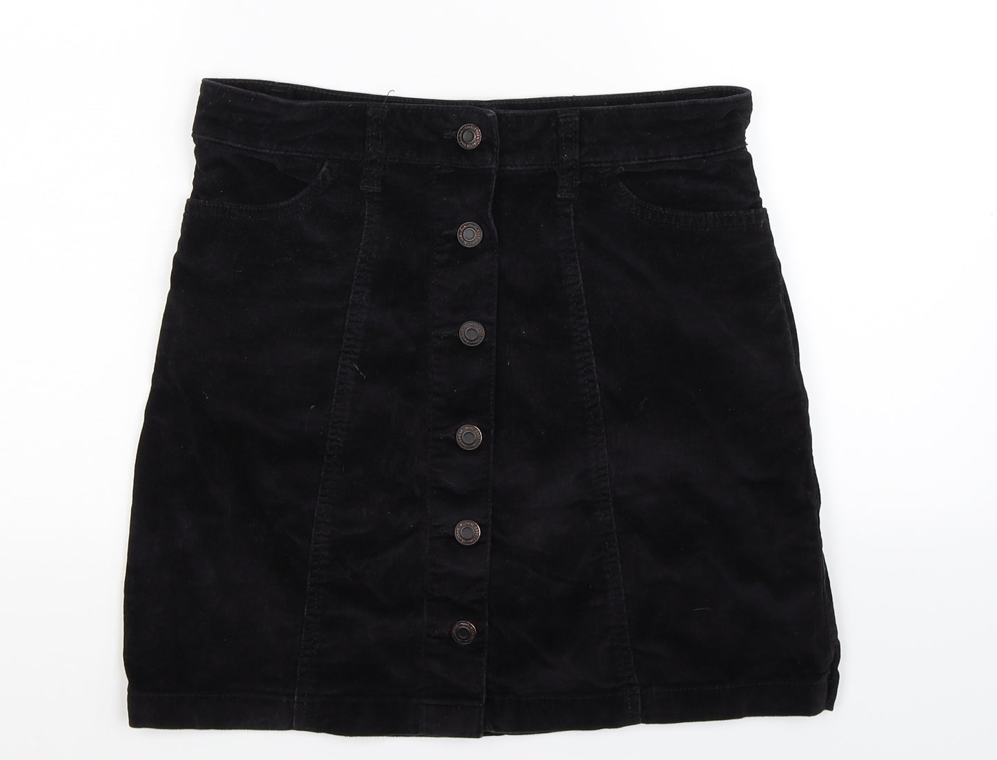 NEXT Womens Black  Corduroy A-Line Skirt Size 8