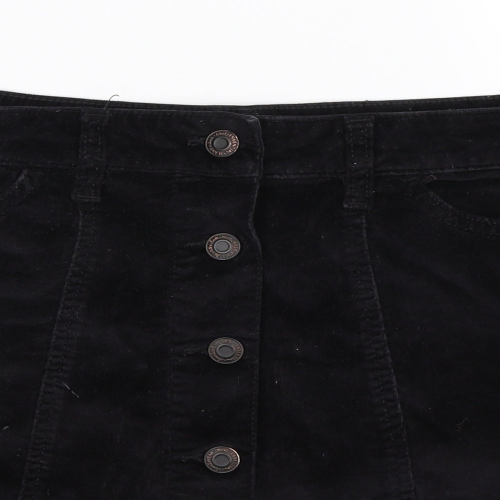 NEXT Womens Black  Corduroy A-Line Skirt Size 8