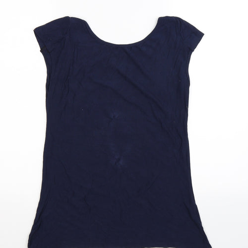 Preworn Womens Blue Floral  Basic T-Shirt Size L