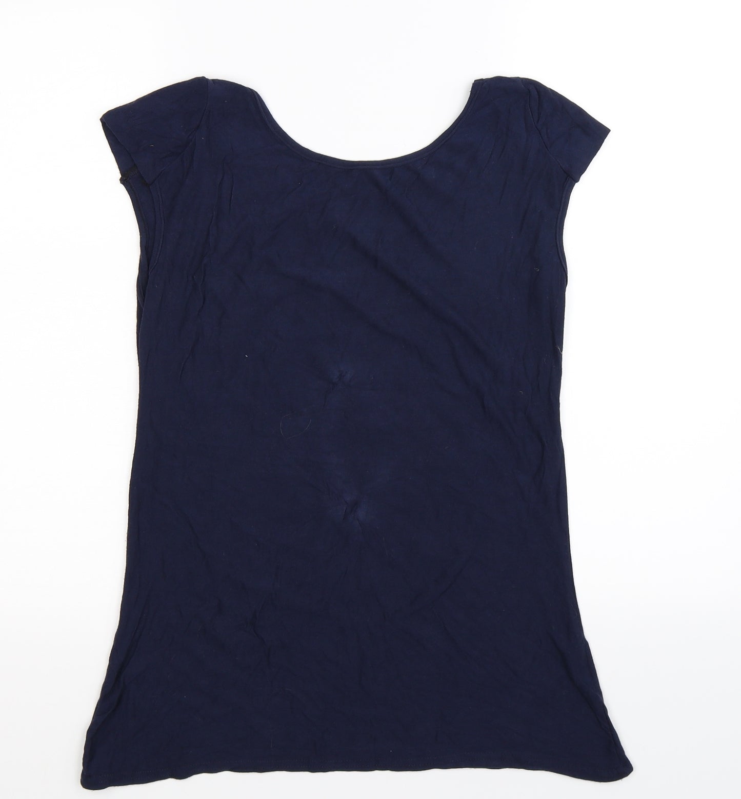 Preworn Womens Blue Floral  Basic T-Shirt Size L