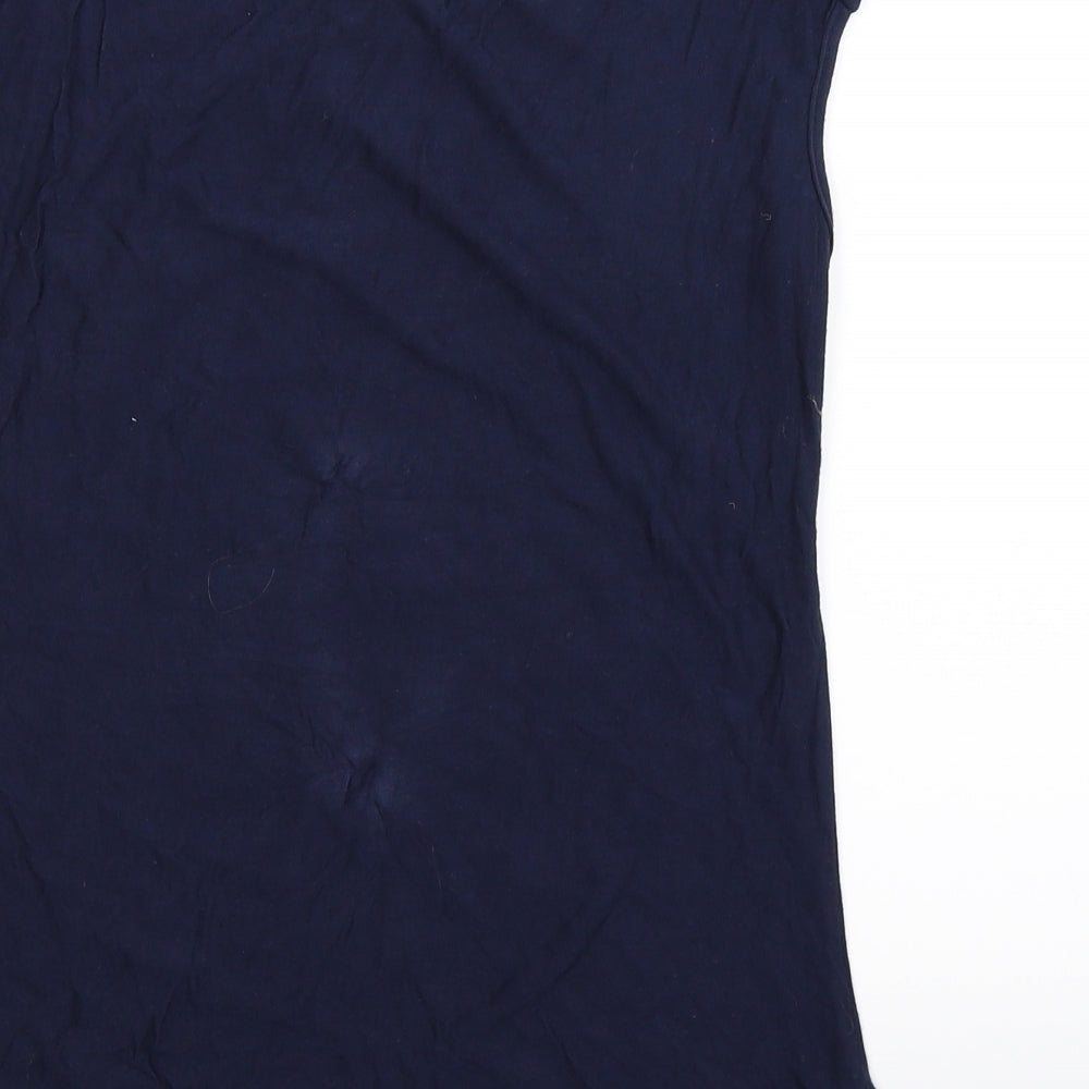 Preworn Womens Blue Floral  Basic T-Shirt Size L