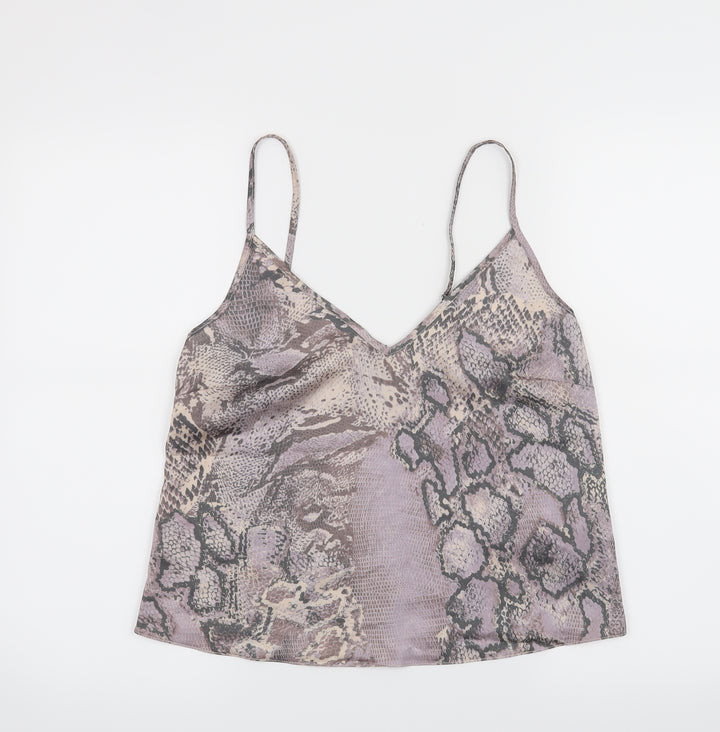 New Look Womens Purple Animal Print Cropped Tank Size 8