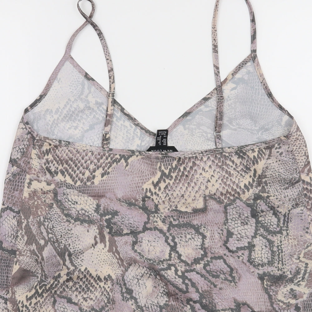 New Look Womens Purple Animal Print  Cropped Tank Size 8