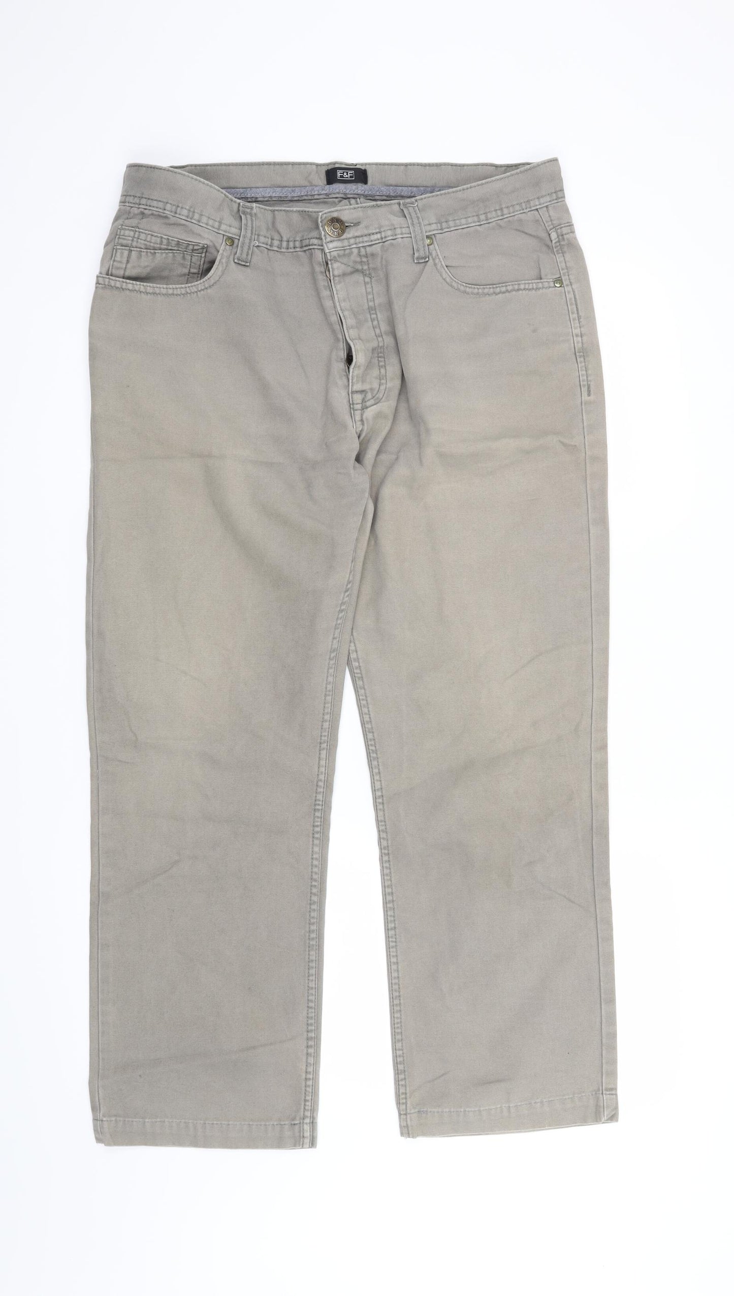 F&F Mens Grey   Straight Jeans Size 34 in L30 in