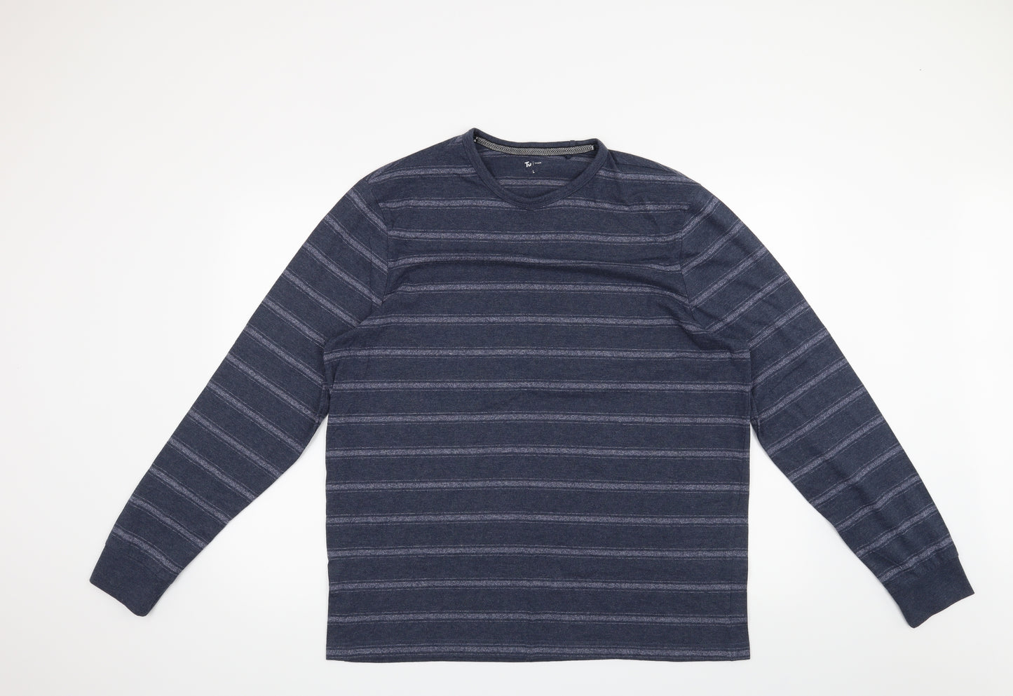 TU Mens Black Striped   T-Shirt Size L