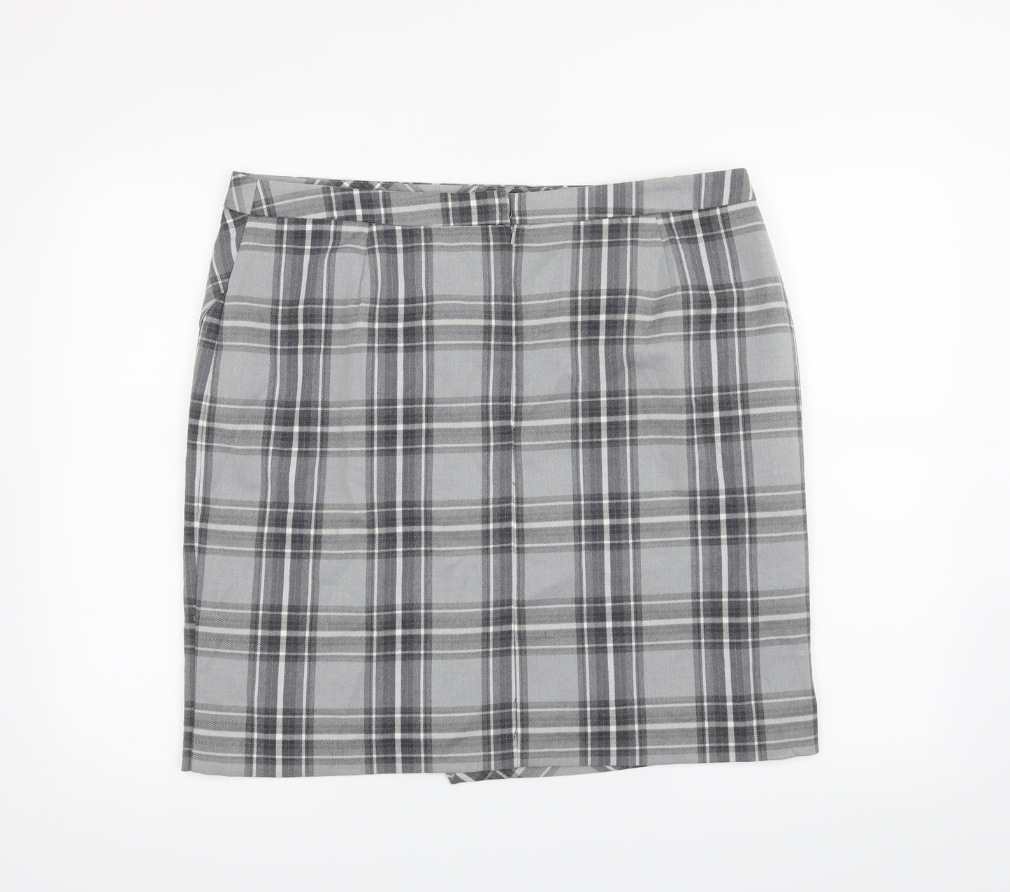 Petite Womens Grey Check  Straight & Pencil Skirt Size 18