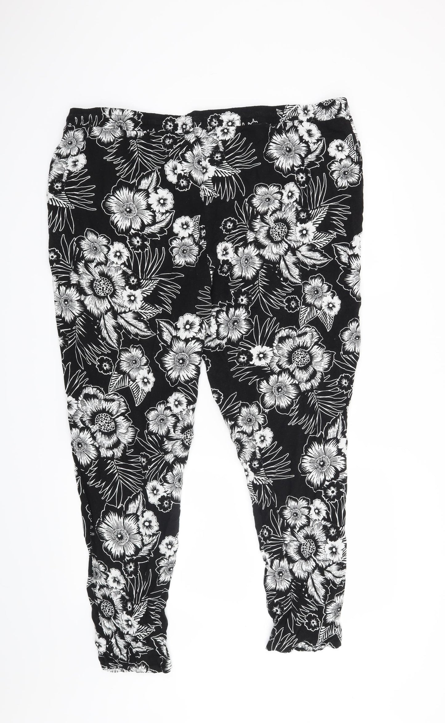 Papaya Womens Black Floral  Trousers  Size 20 L26 in