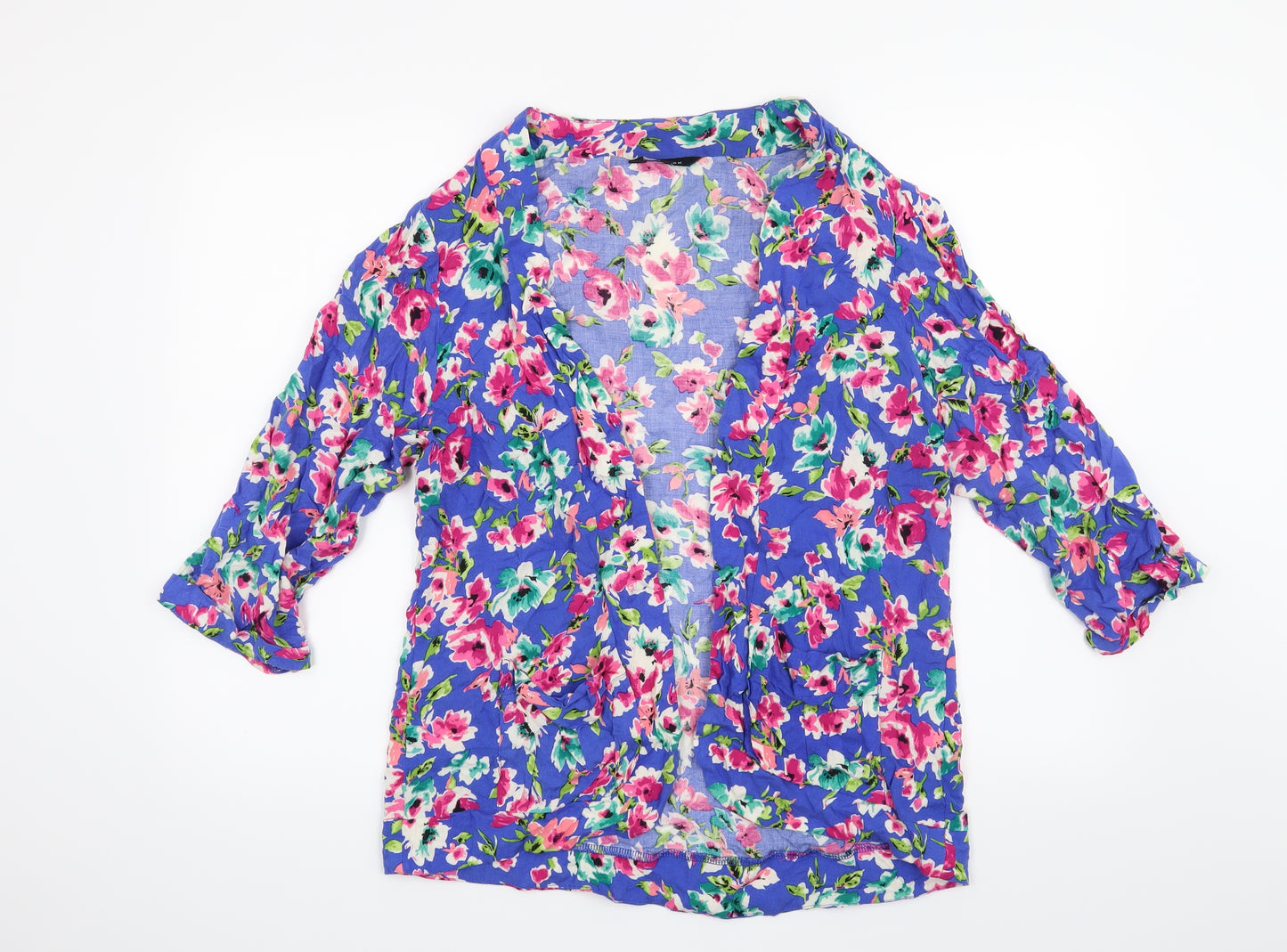New Look Womens Blue Floral  Jacket Blazer Size 16