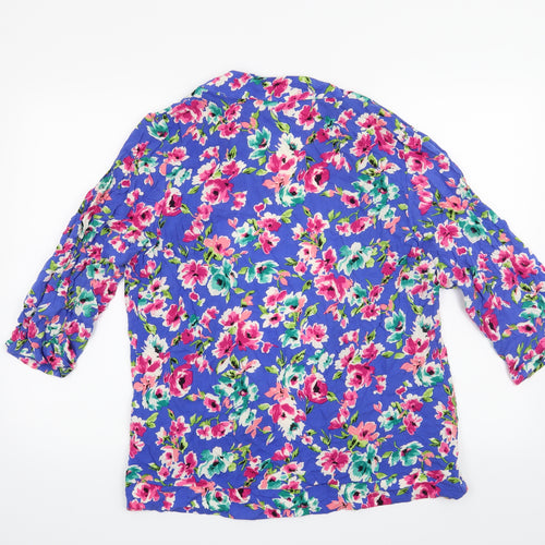 New Look Womens Blue Floral  Jacket Blazer Size 16