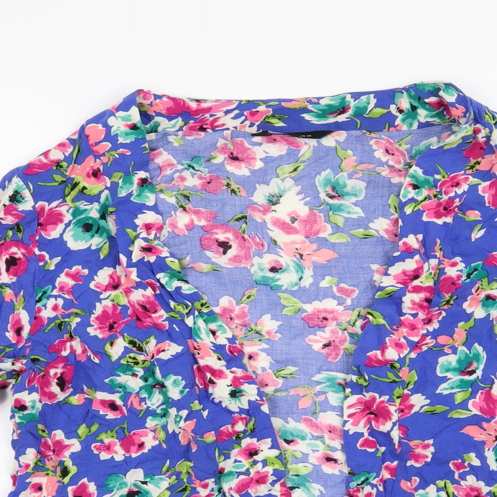 New Look Womens Blue Floral  Jacket Blazer Size 16