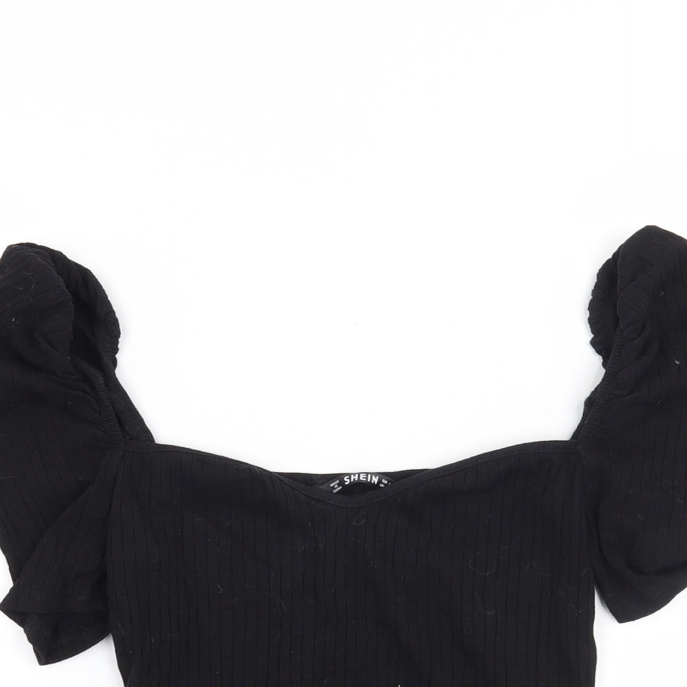 SheIn Womens Black   Cropped T-Shirt Size S