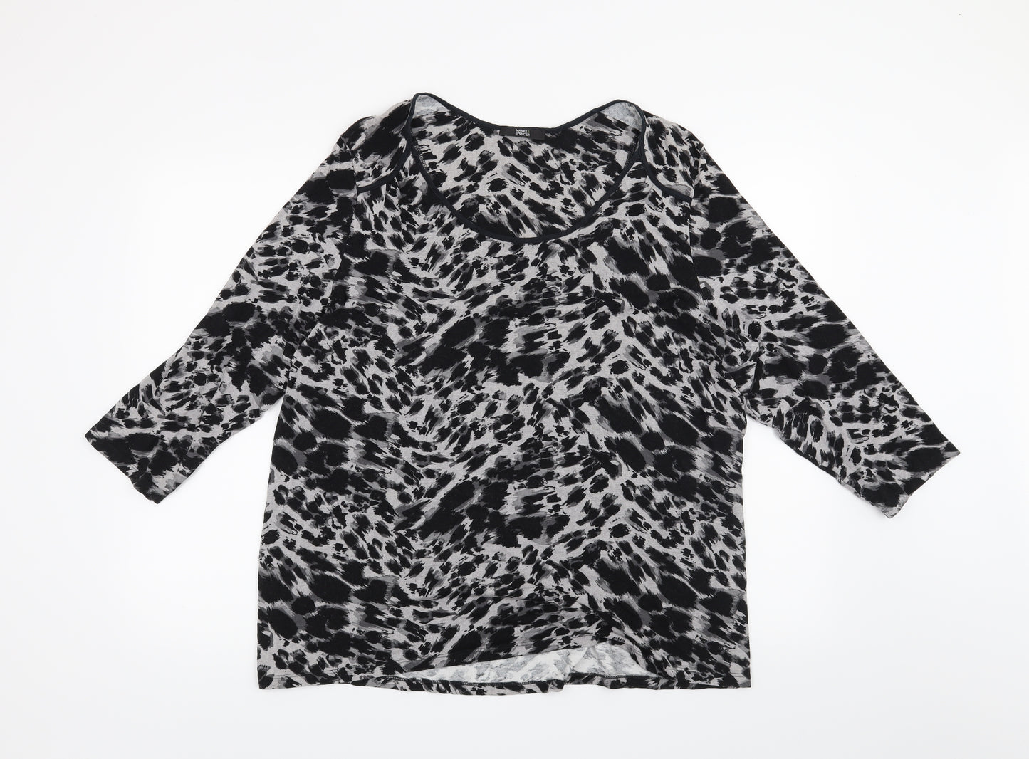 Marks and Spencer Womens Black Animal Print  Basic T-Shirt Size 22