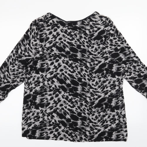 Marks and Spencer Womens Black Animal Print  Basic T-Shirt Size 22