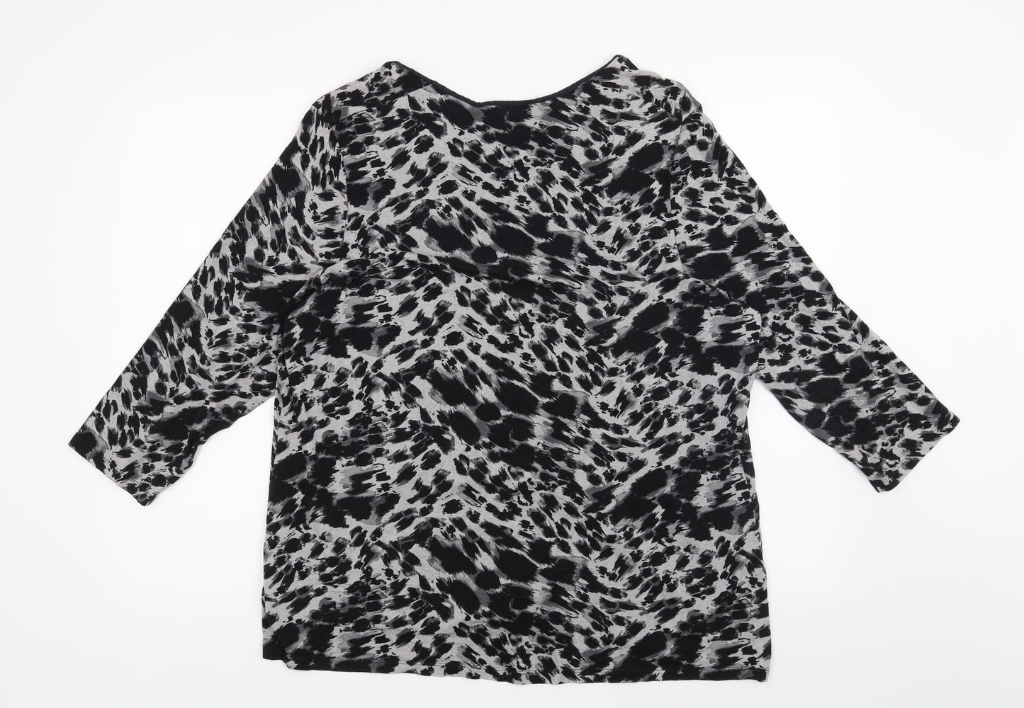 Marks and Spencer Womens Black Animal Print  Basic T-Shirt Size 22