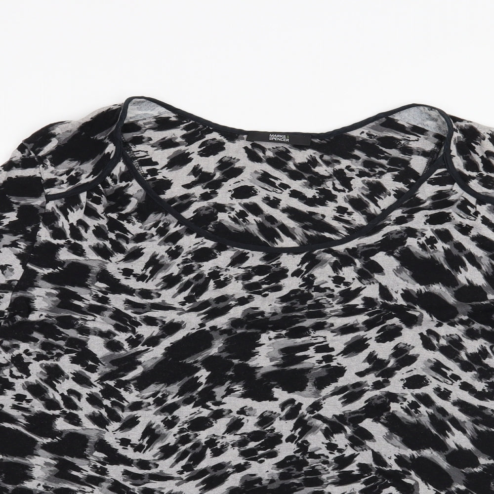 Marks and Spencer Womens Black Animal Print  Basic T-Shirt Size 22
