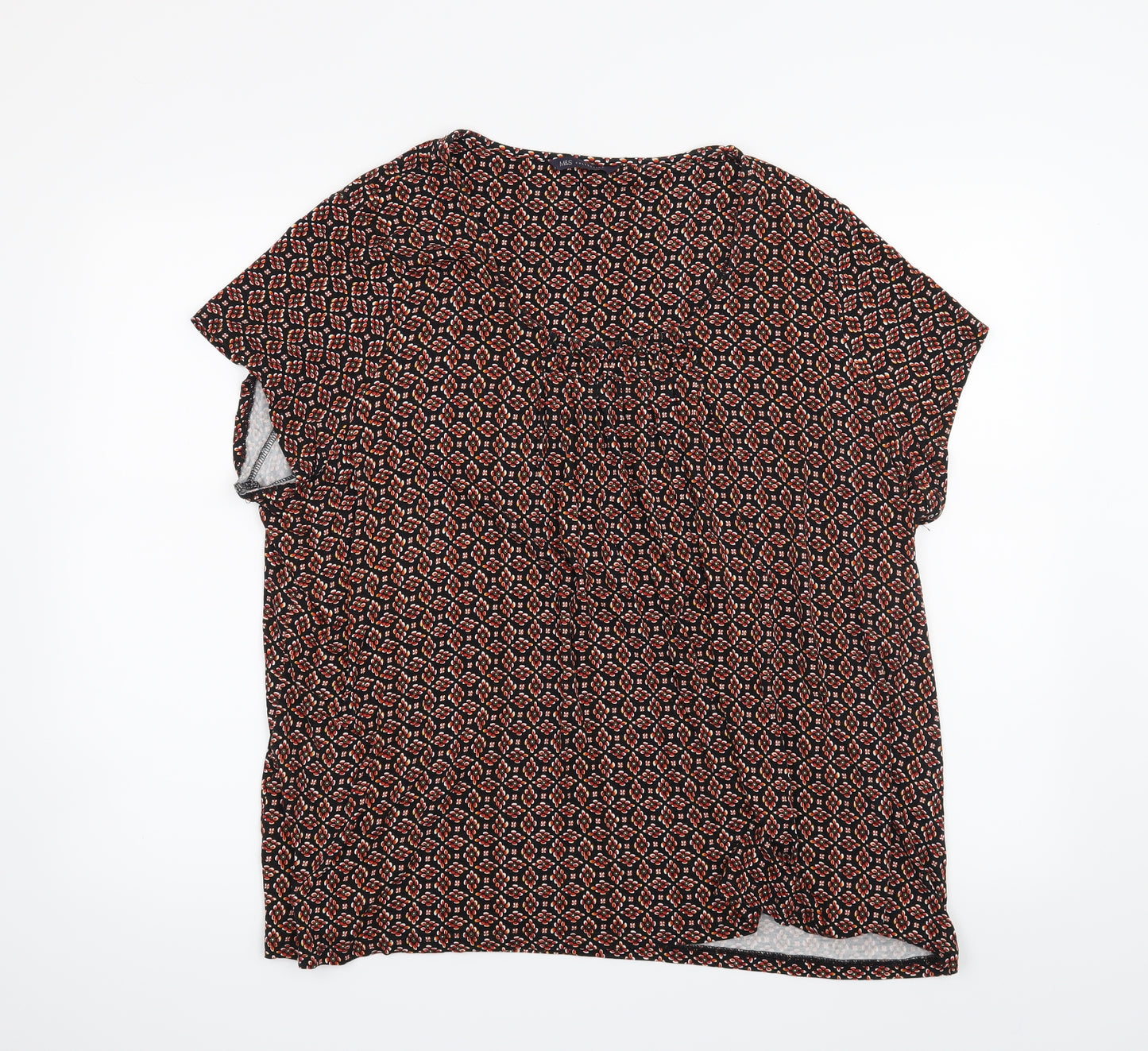 M&S Womens Black Floral  Basic T-Shirt Size 24